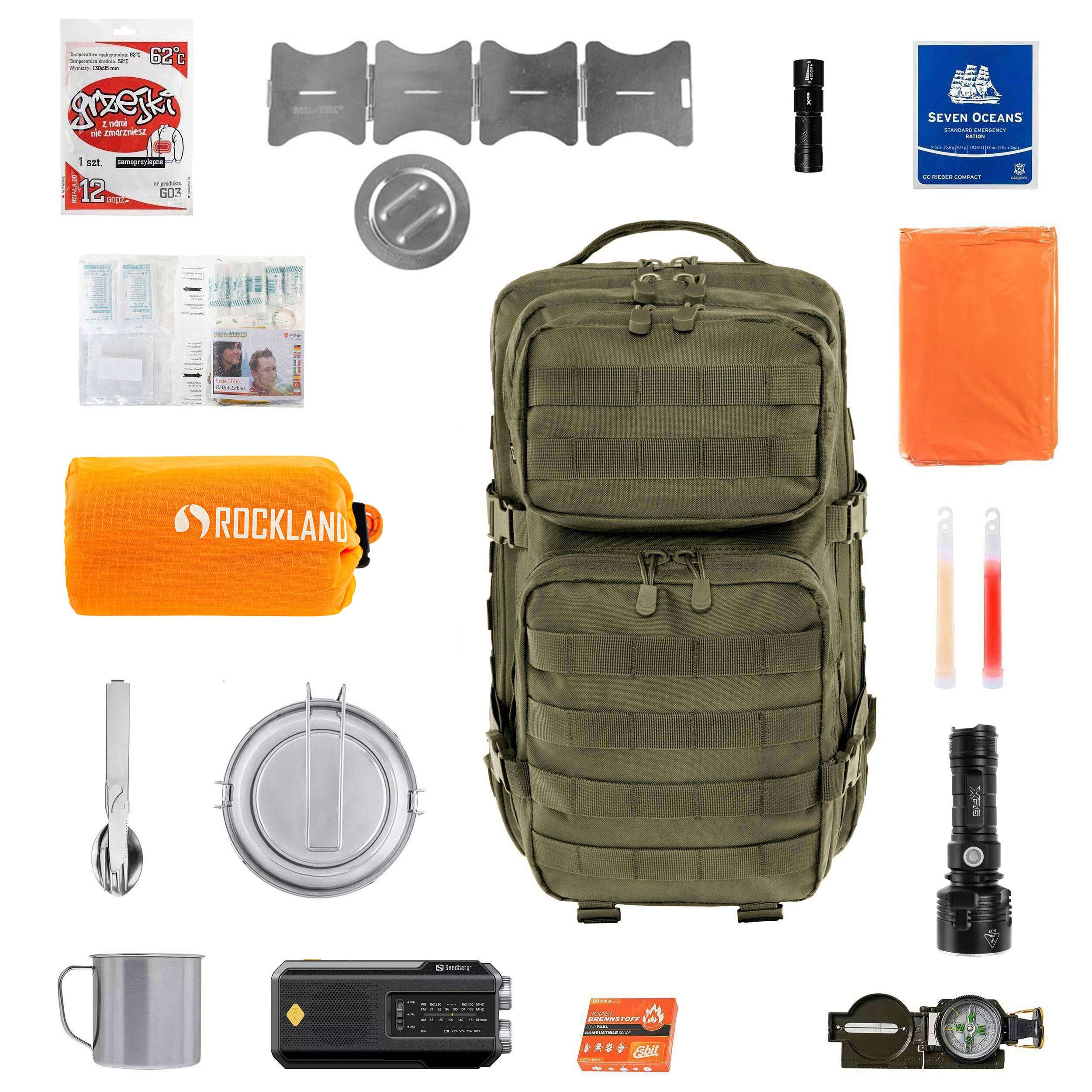 Евакуаційний рюкзак Brandit US Cooper 40 л Olive - зі спорядженням