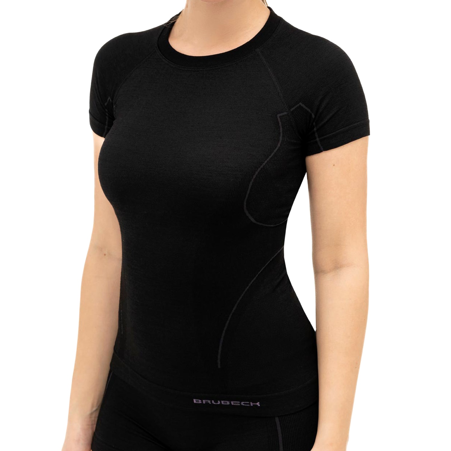 Жіноча термоактивна футболка Brubeck Active Wool з коротким рукавом - Black