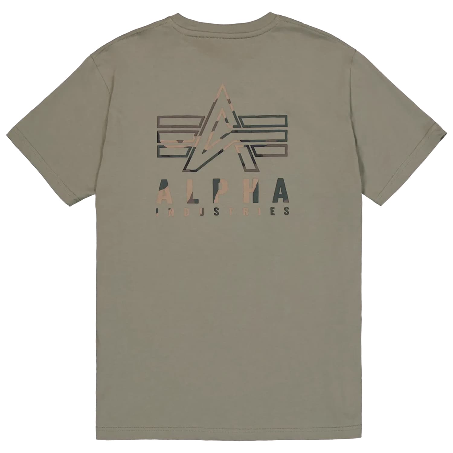 Футболка T-shirt Alpha Industries Camo Logo Puff Print Back Print - Olive