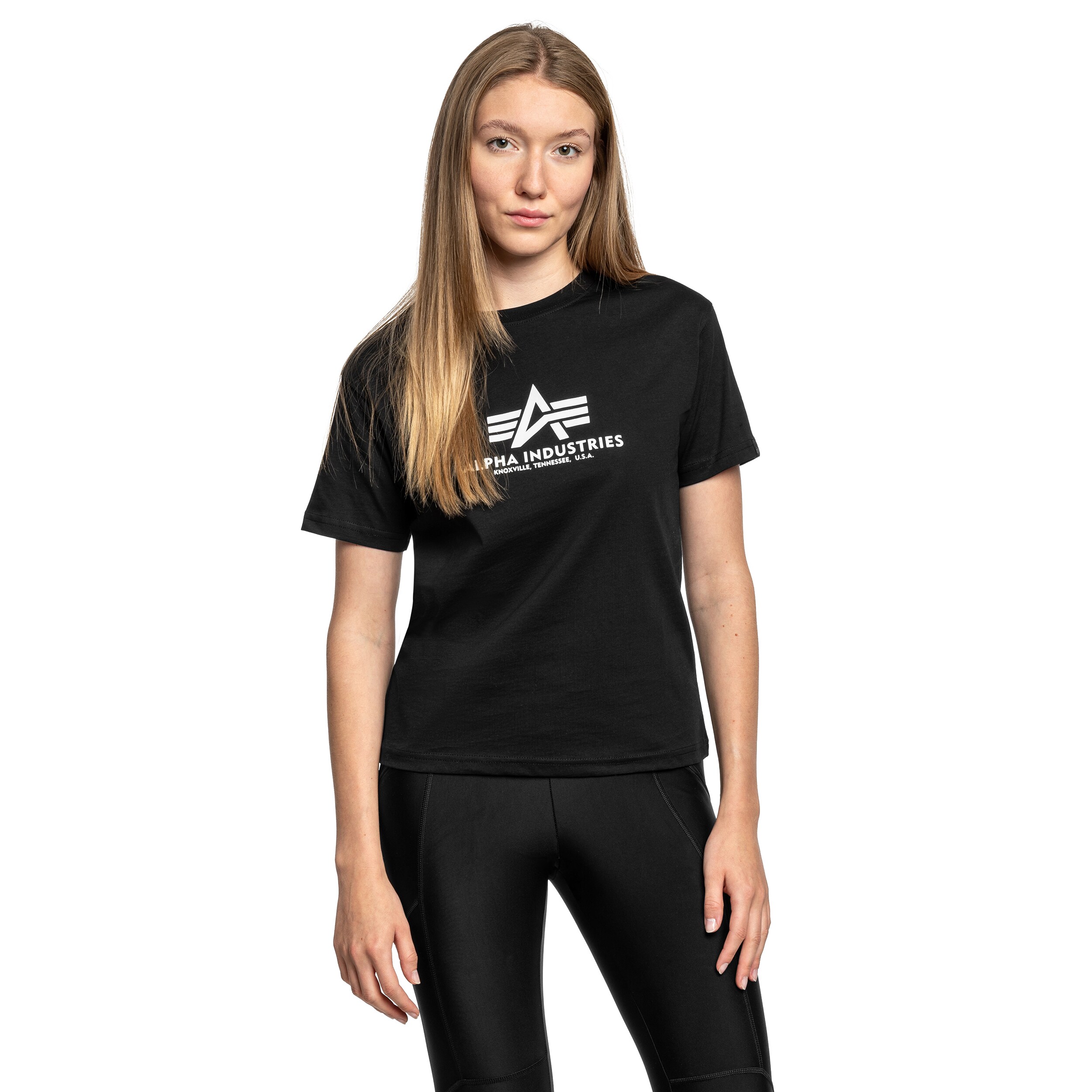 Жіноча футболка T-Shirt Alpha Industries Basic Big Logo Puff Print - Black