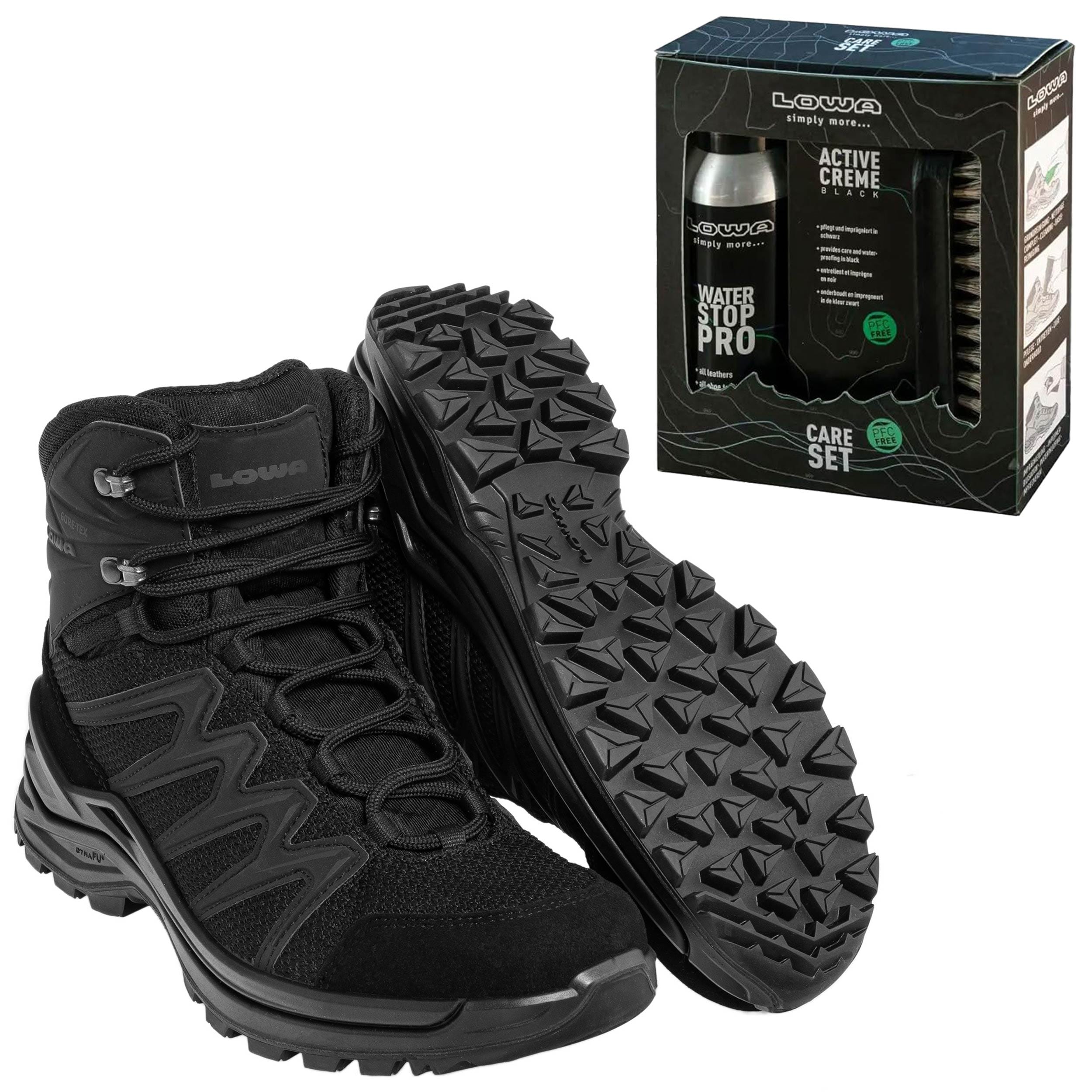 Жіночі черевики Innox Pro GTX Mid TF Black + Care Set Lowa для чищення взуття - набір