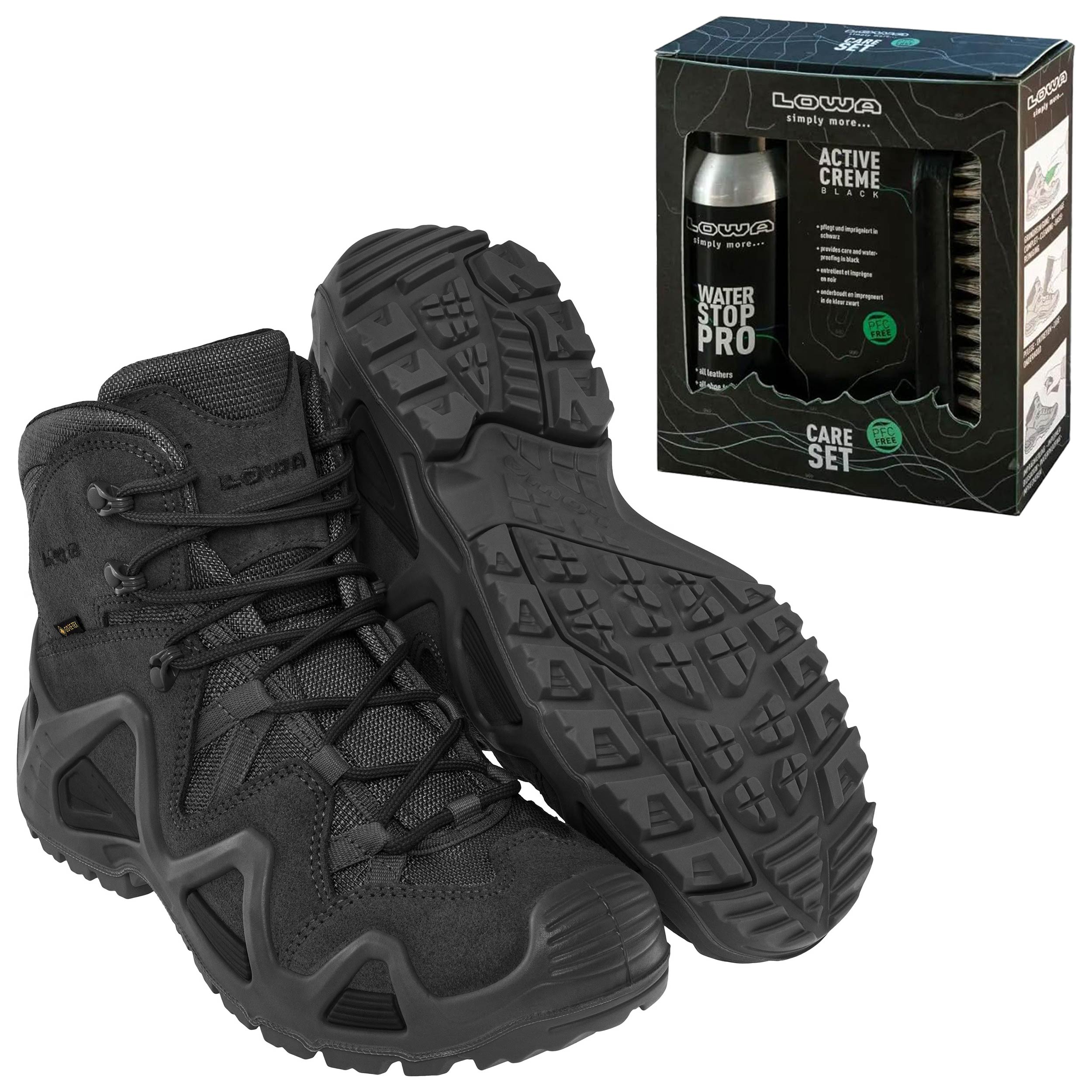 Черевики Zephyr GTX MID TF Black + Care Set Lowa для чищення взуття - набір
