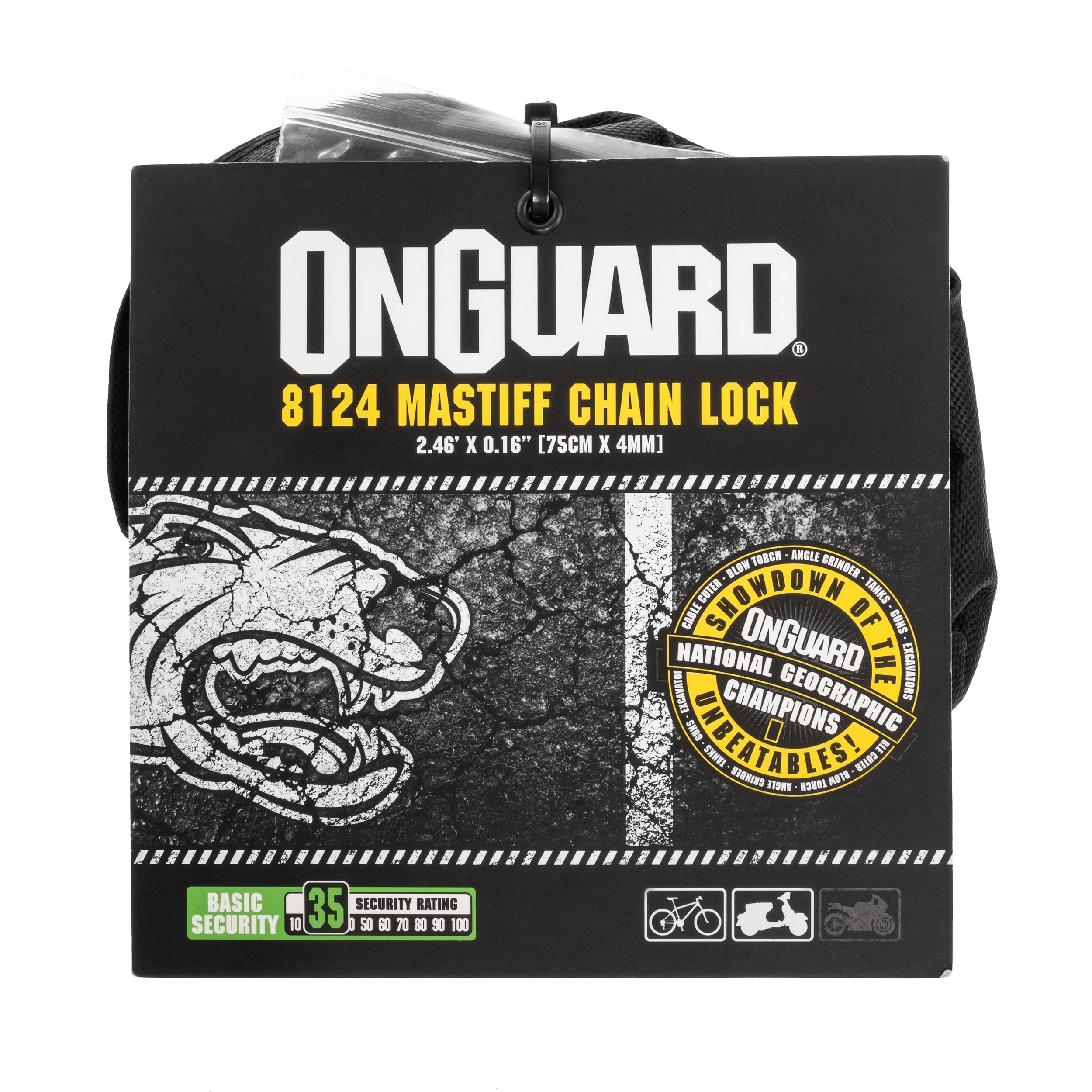Велосипедний замок OnGuard Mastiff 8124 ланцюг 75 см x 4 мм