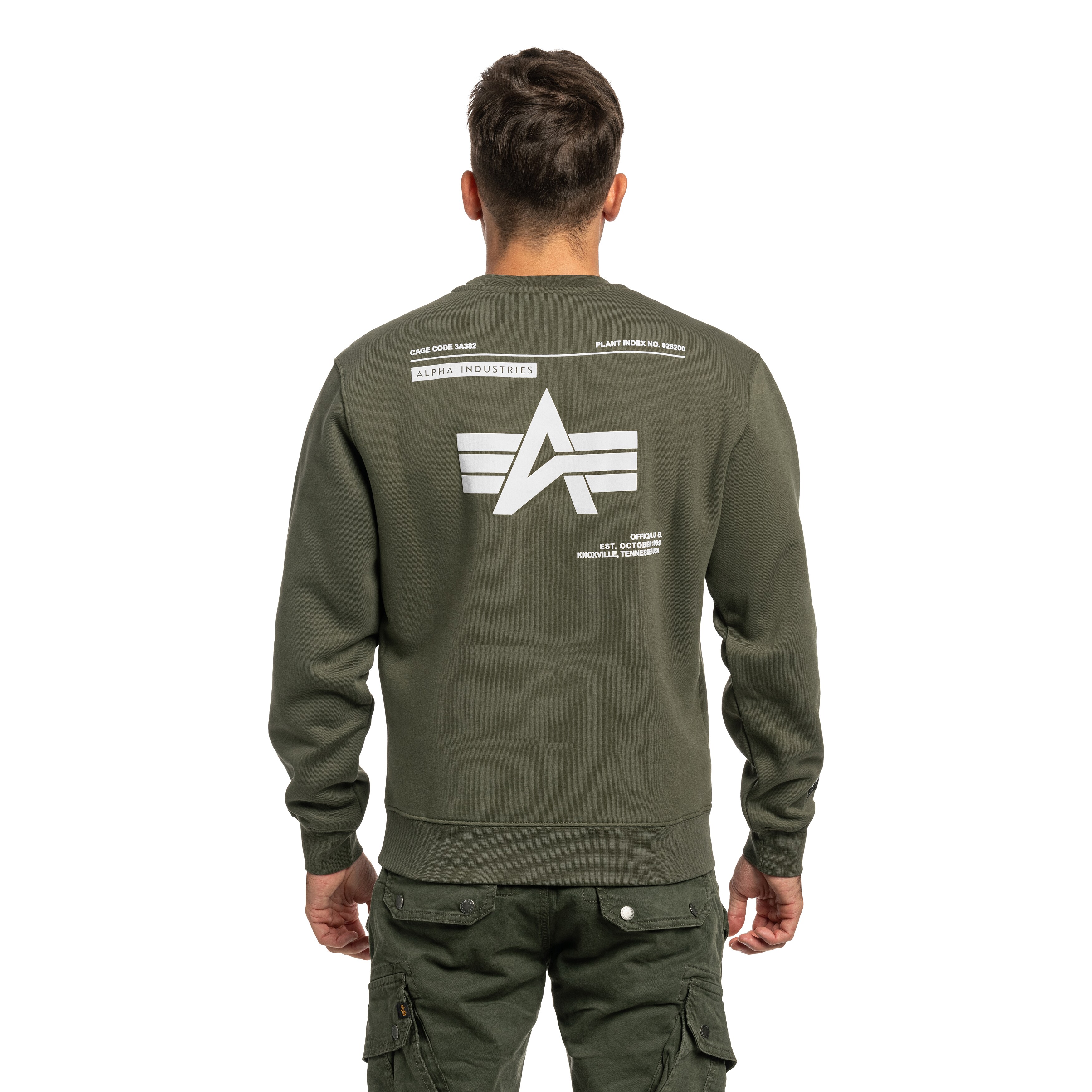 Кофта Alpha Industries Label Backprint - Dark Olive