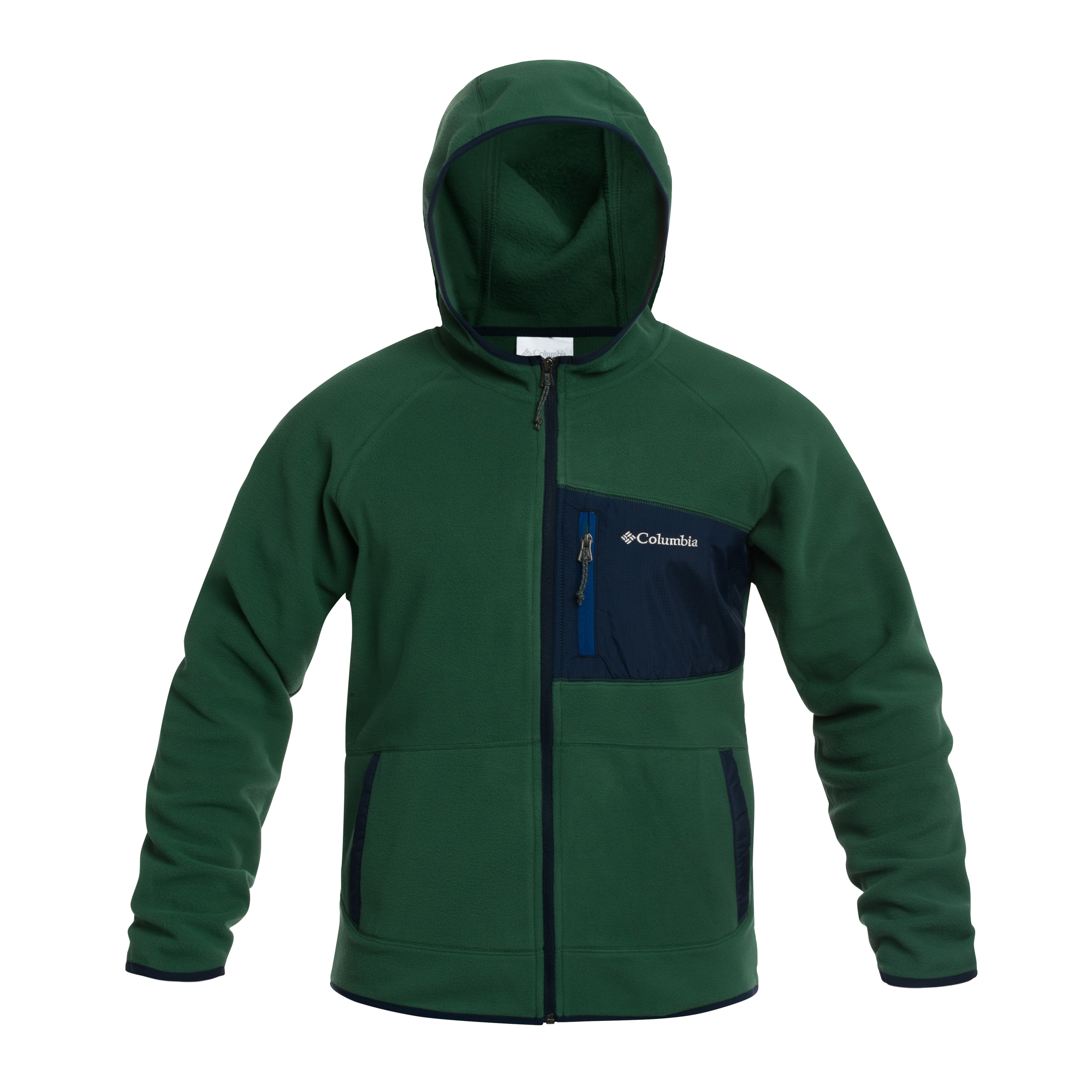 Флісова кофта Columbia Fast Trek Overlay Hooded - Rain Forest/Coll Navy