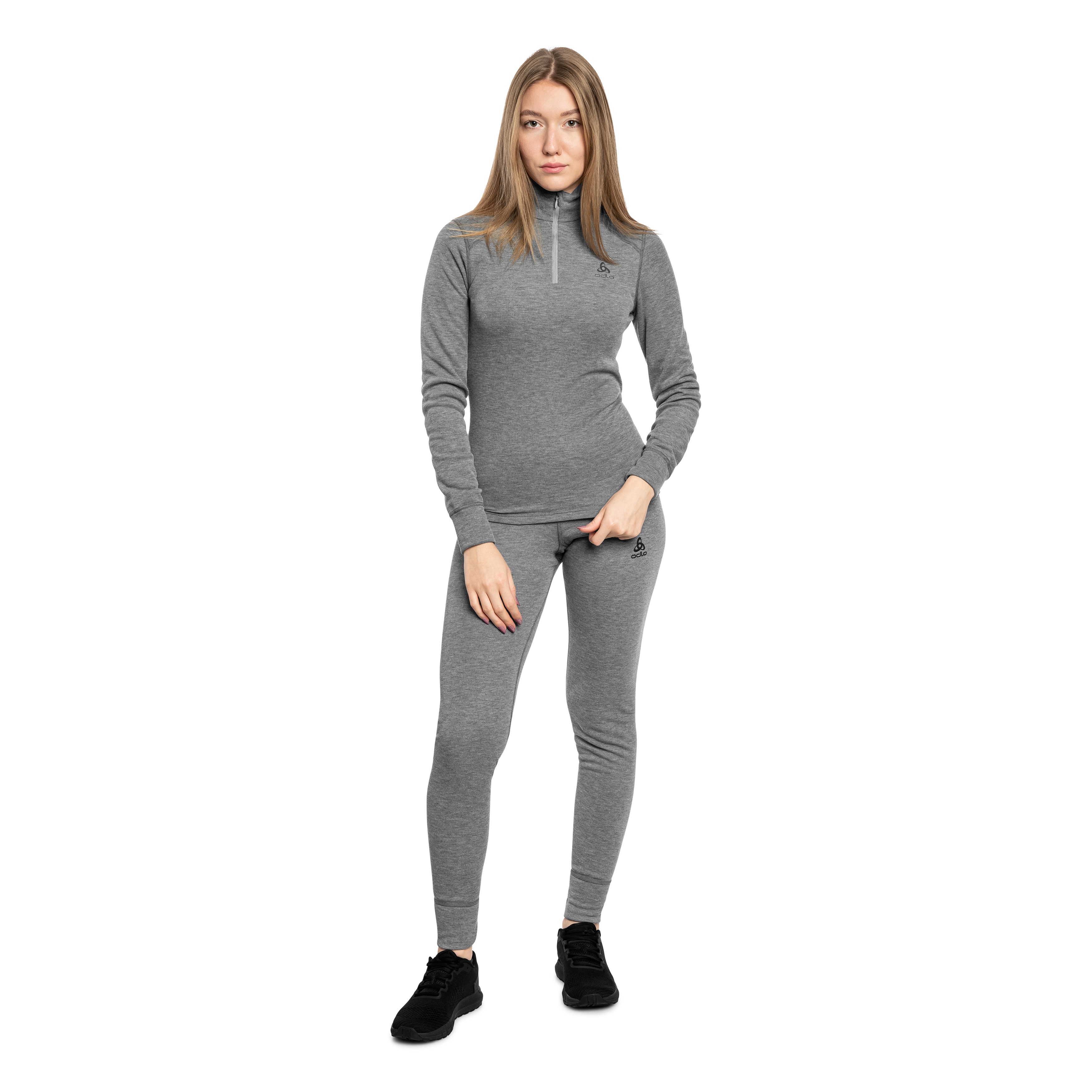 Термоактивна жіноча футболка Odlo Active Warm Base Layer Half-Zip - Grey Melange