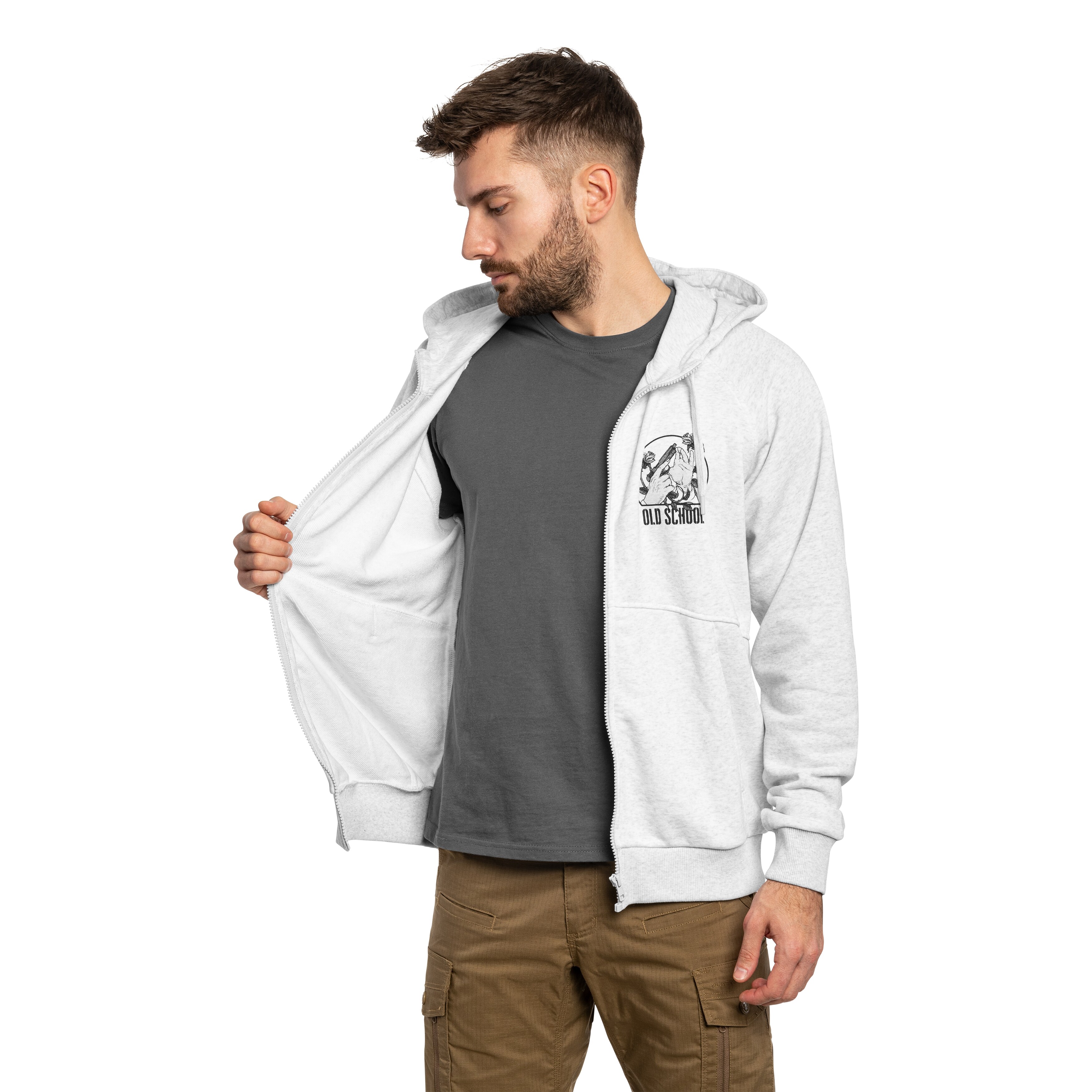 Кофта Helikon Full-Zip Old School - Light Grey Melange