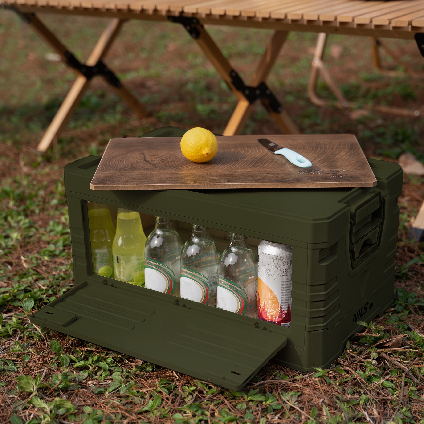 Транспортний ящик Nils Camp NCB4002 32 л з дерев'яною стільницею - Green