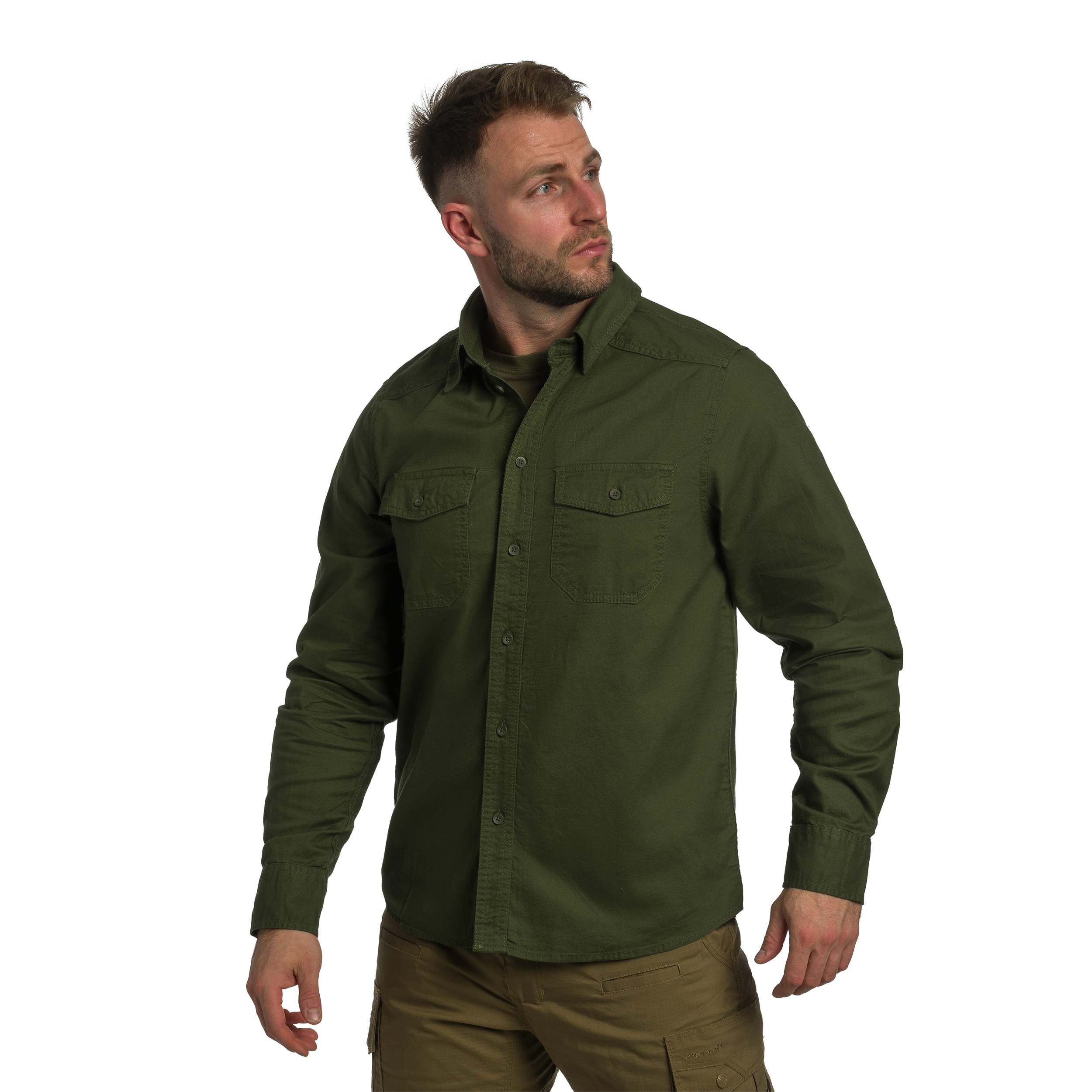 Сорочка Brandit Flannel Shirt Long Sleeve - Olive