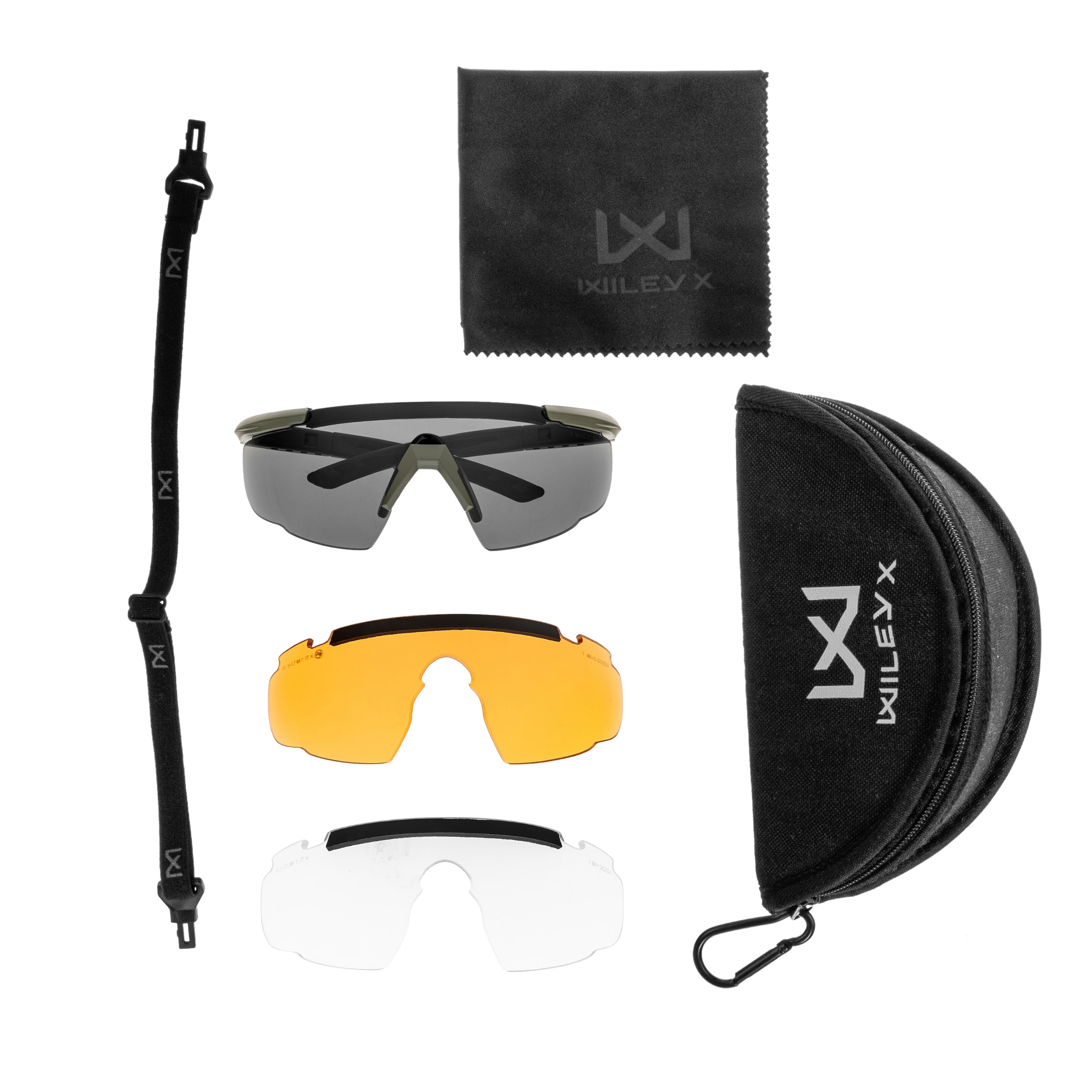 Тактичні окуляри Wiley X Saber Advanced Set 3in1 - Grey/Clear/Light Rust/OD Green + Anti-Fog Cleaner Kit - набір