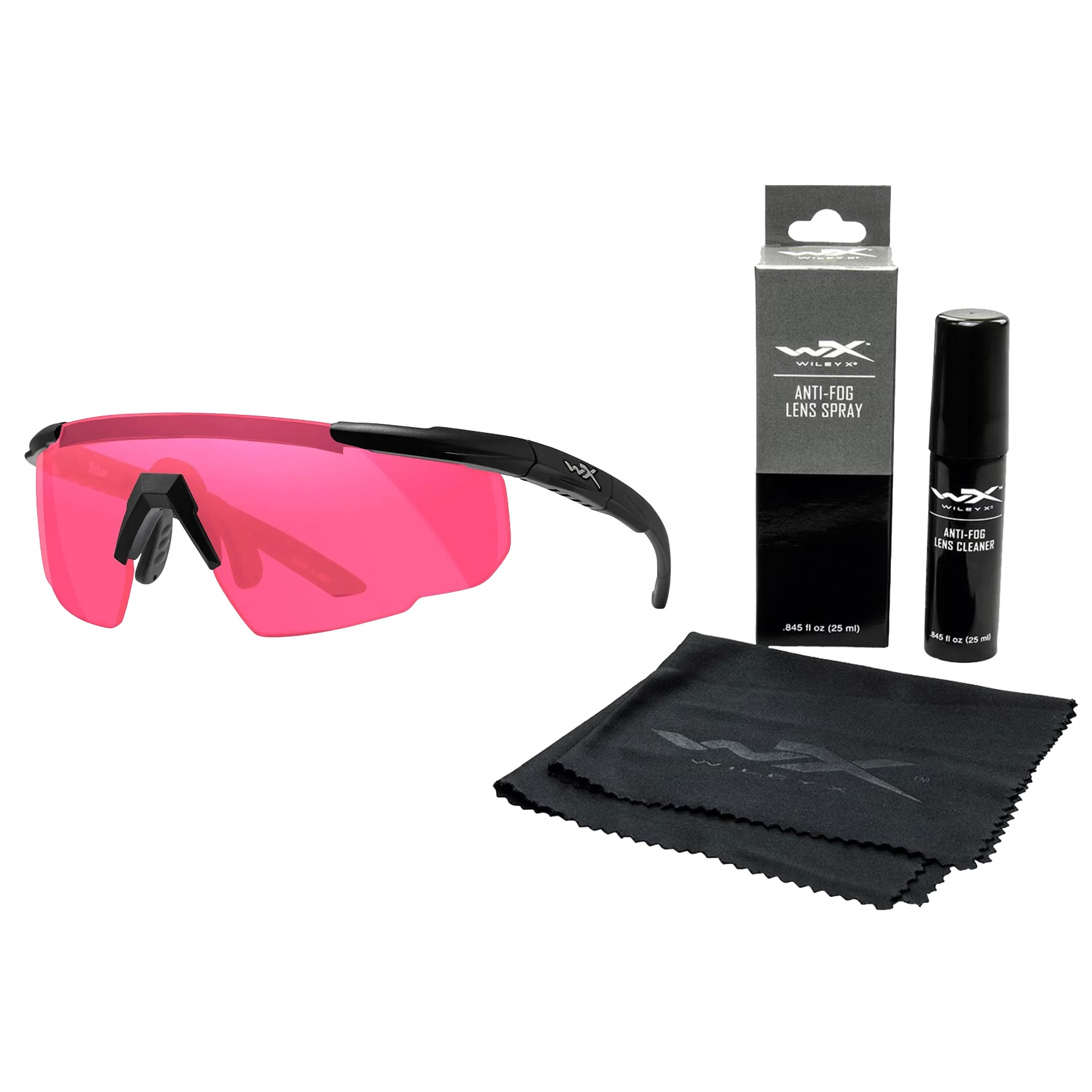 Тактичні окуляри Wiley X Saber Advanced - Vermillion/Matte Black + Anti-Fog Cleaner Kit - набір