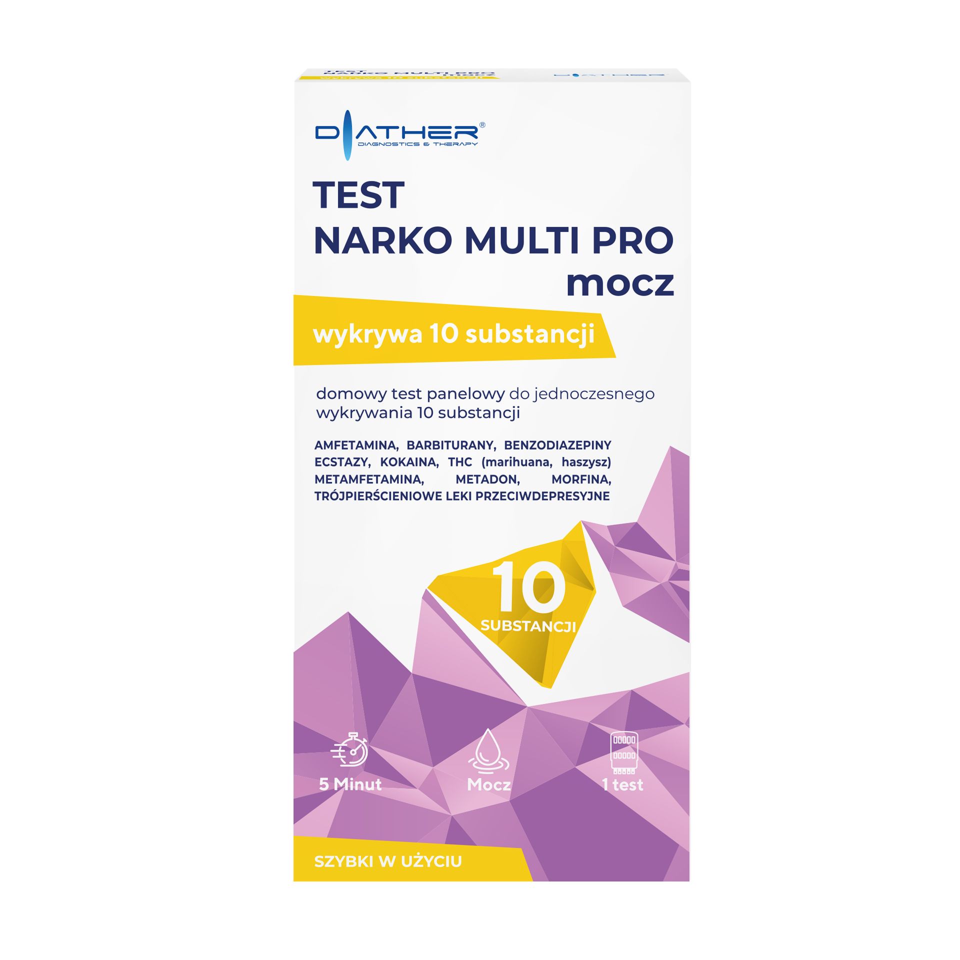 Наркотест Diather Narko Multi Pro на наркотики в сечі - 10 речовин - 3 шт.