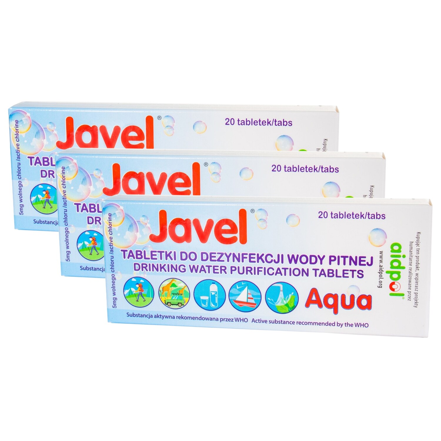 Таблетки Javel Aqua для очищення води 20 шт. - 3 упаковки