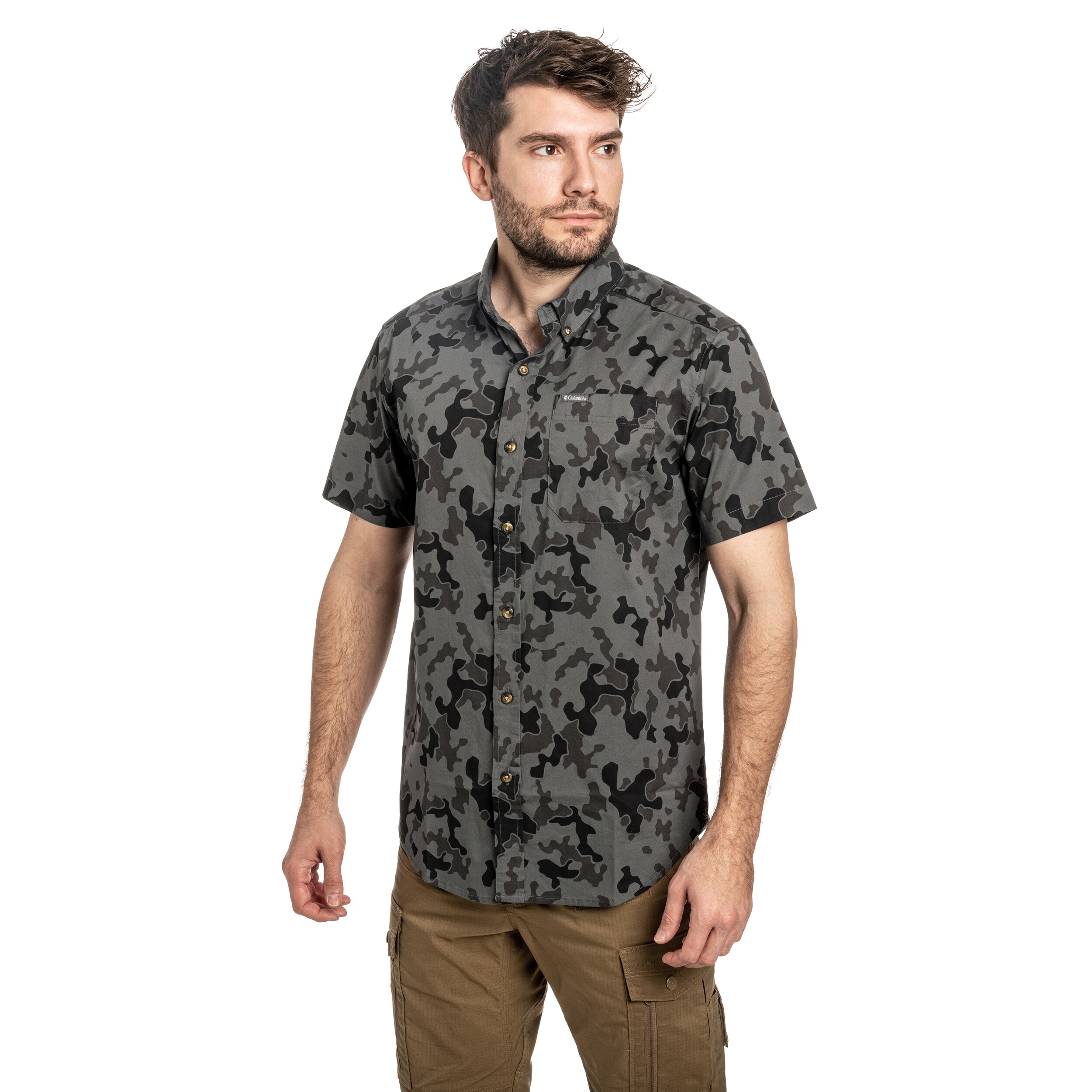 Сорочка Columbia Rapid Rivers Printed Short Sleeve - Charcoal/Midrange Camo