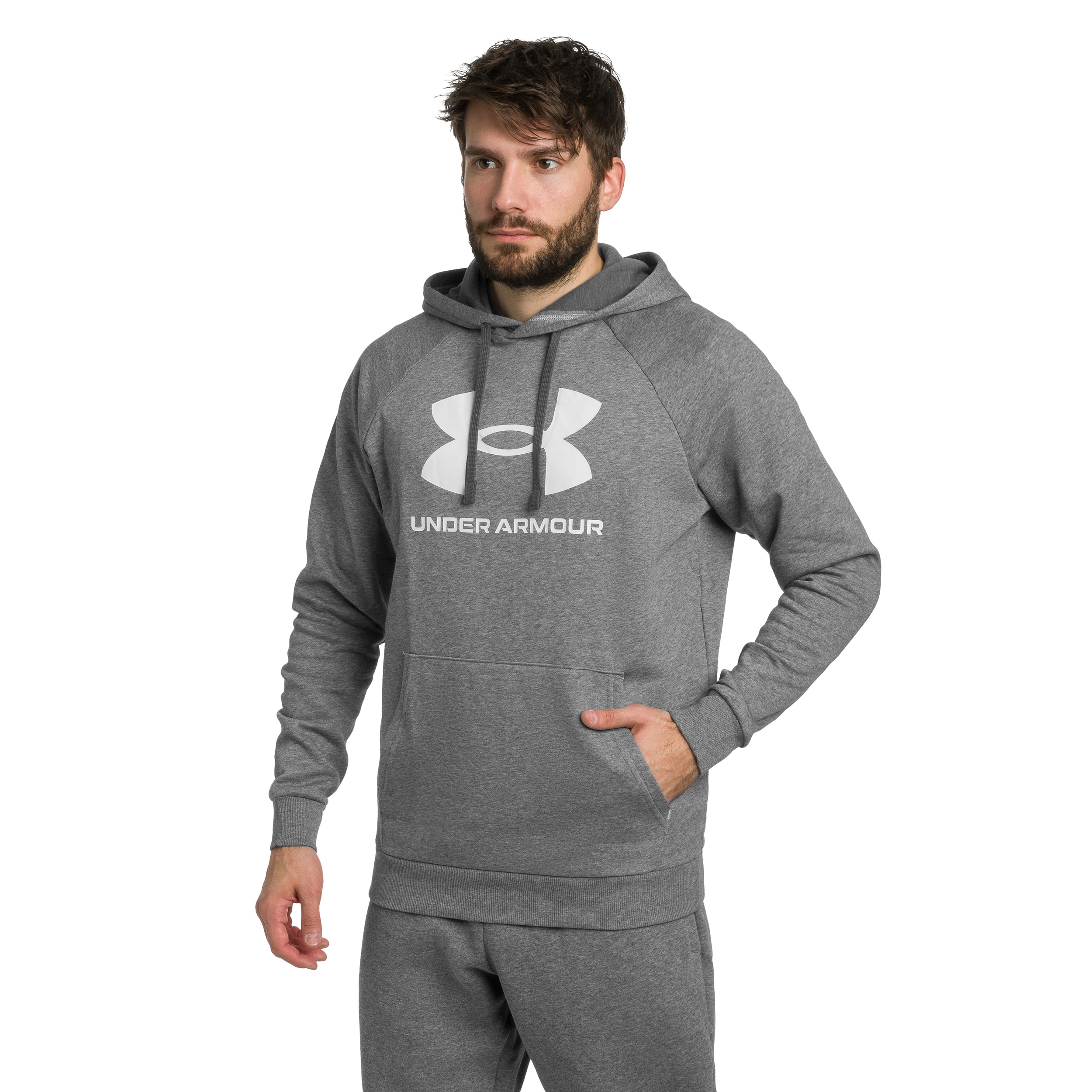 Кофта Under Armour Rival Fleece Logo - Castlerock Light Heather/White