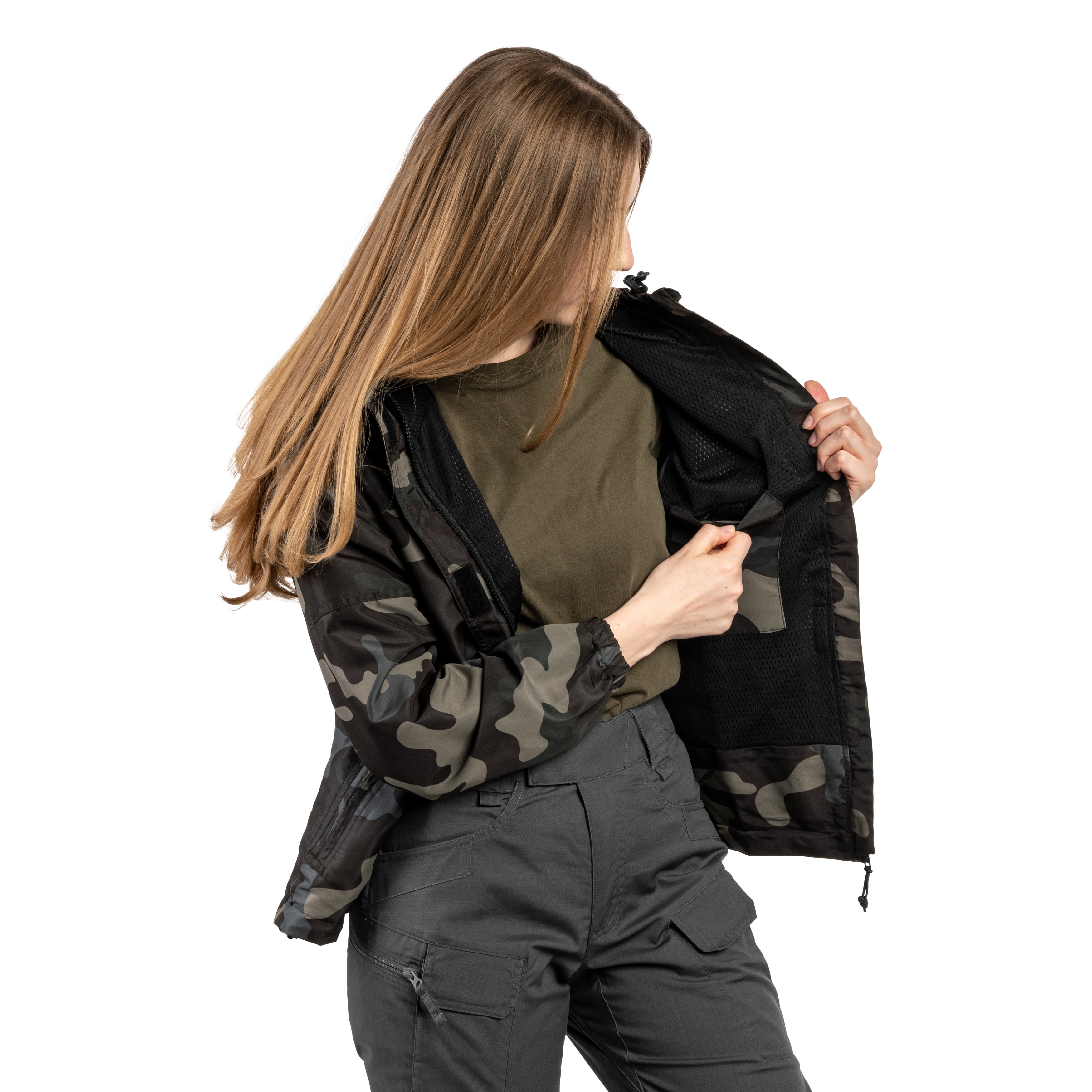 Жіноча куртка Brandit Summer Windbreaker Frontzip - Dark Camo