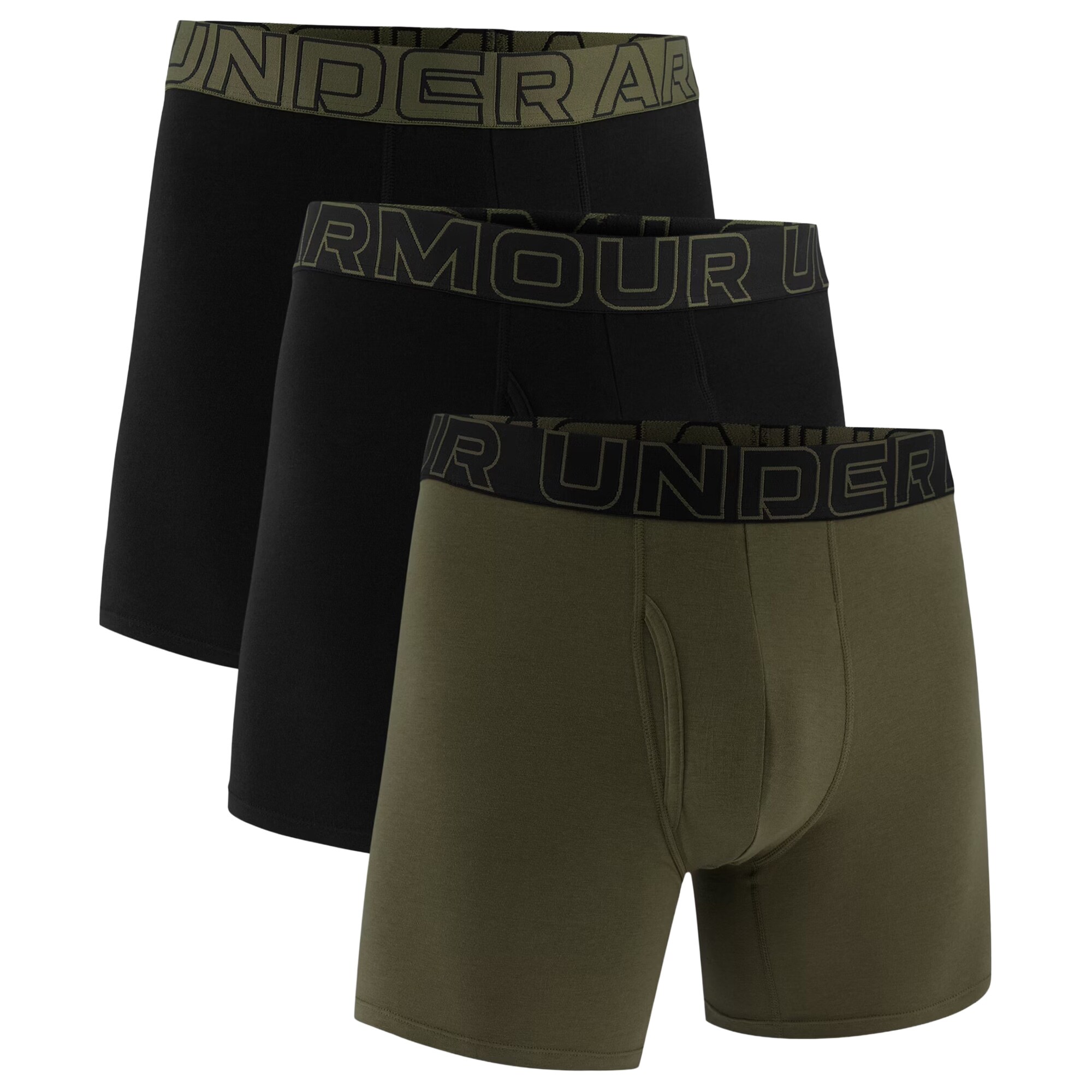 Боксери Under Armour Performance Cotton Boxerjock Black/Marine OD Green - 3 пари