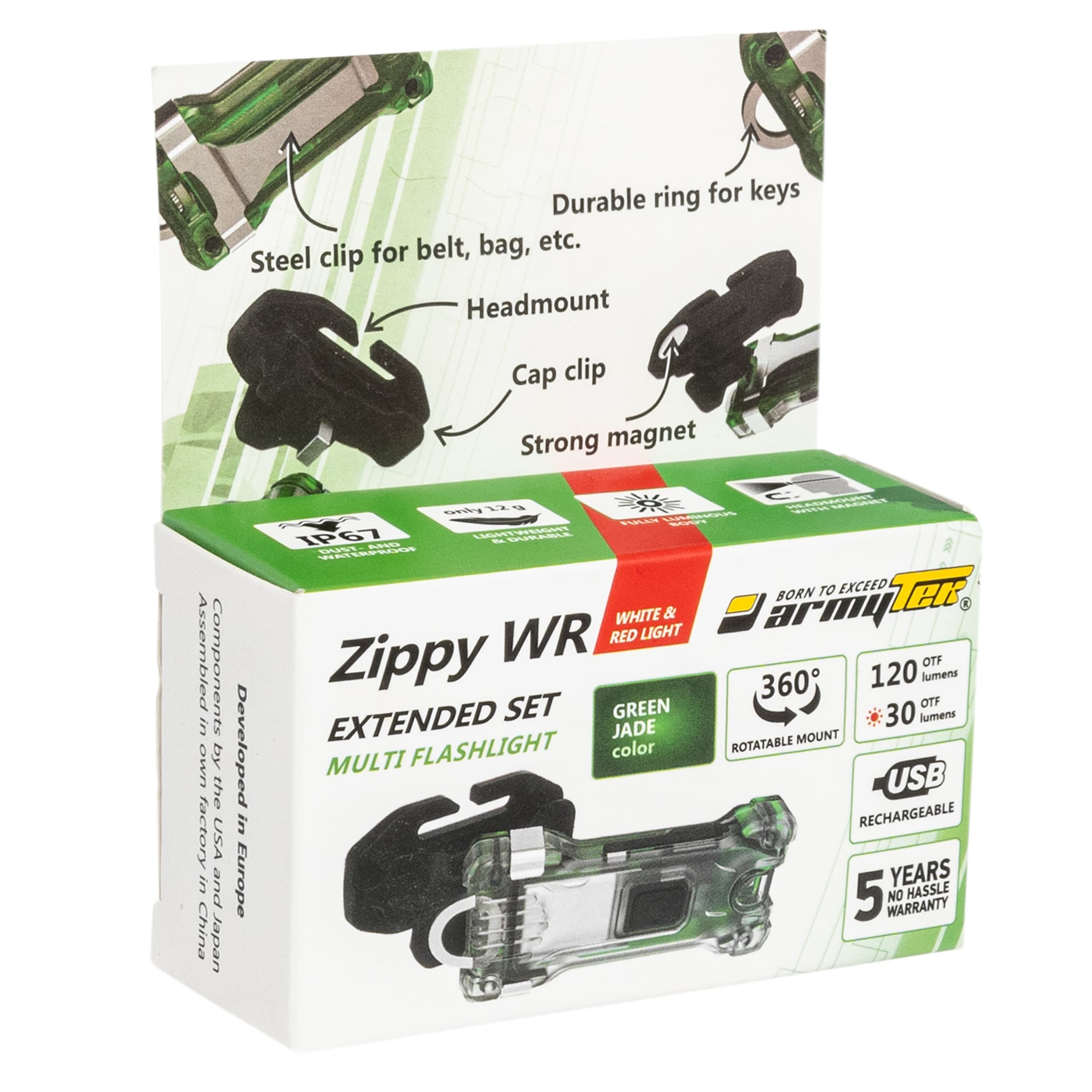 Ліхтарик Armytek Zippy WR Extended Set Green - 120 люменів