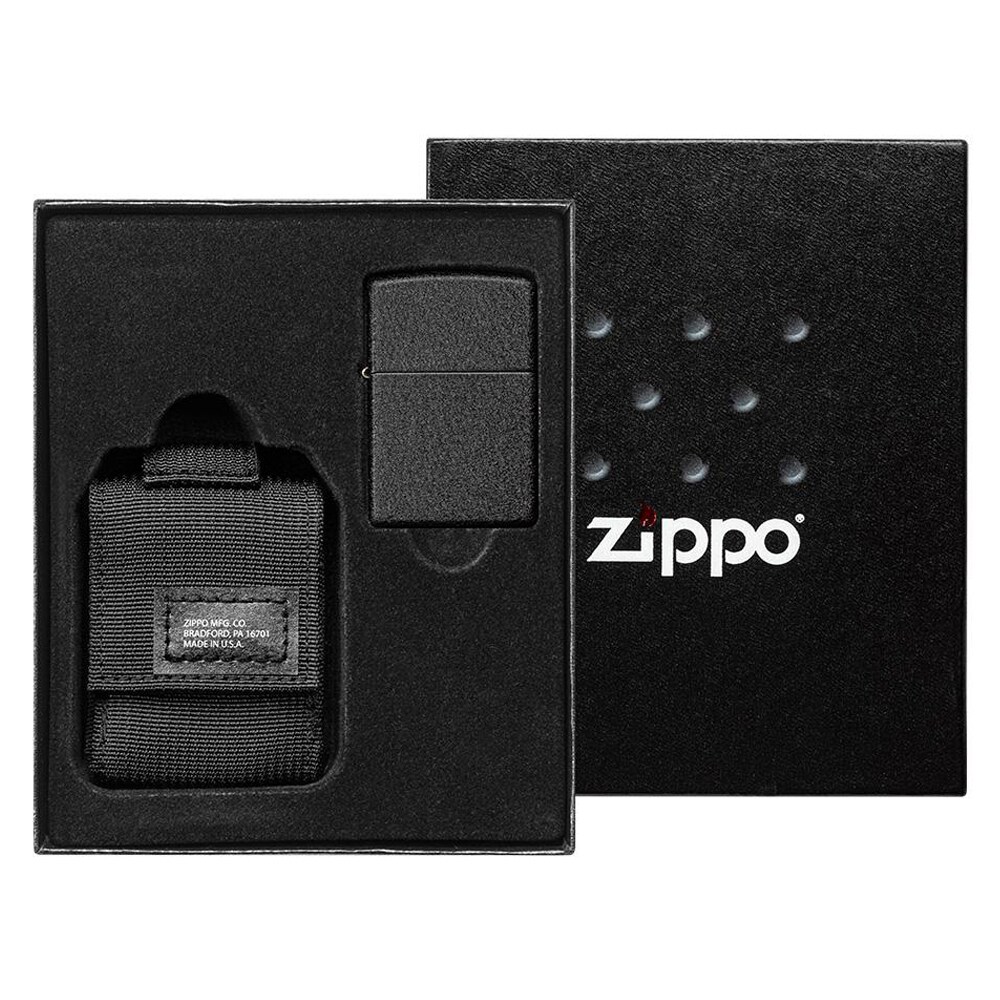 Бензинова запальничка Zippo Crackle з чохлом - Black