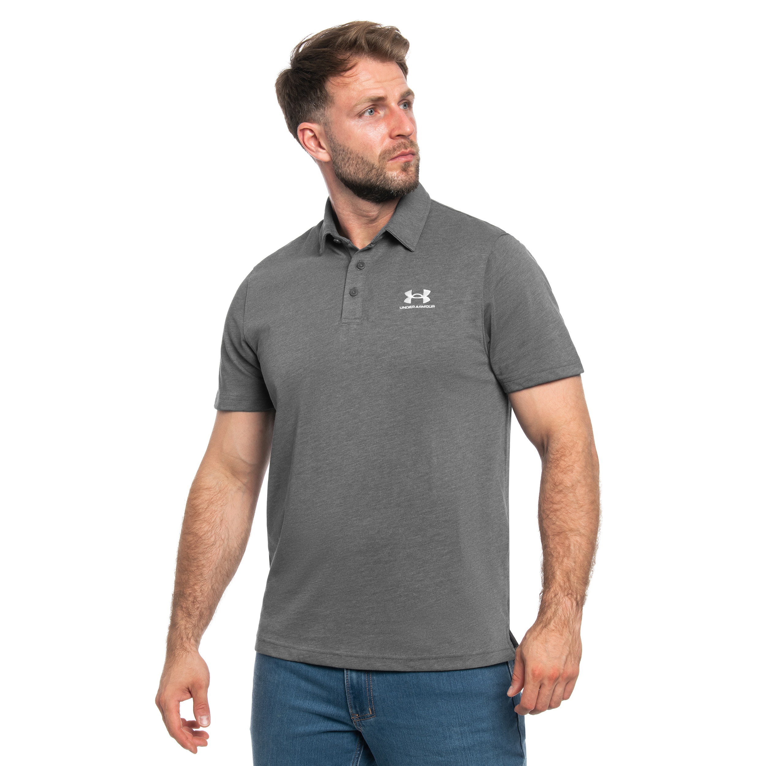 Футболка поло Under Armour Icon Polo - Castlerock Light Heather/White