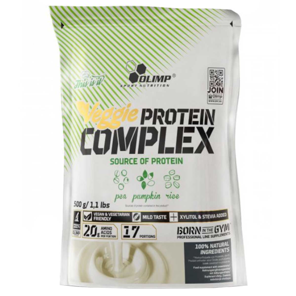 Веганська білкова добавка Olimp Veggie Protein Complex 500 г натуральна - дієтична добавка