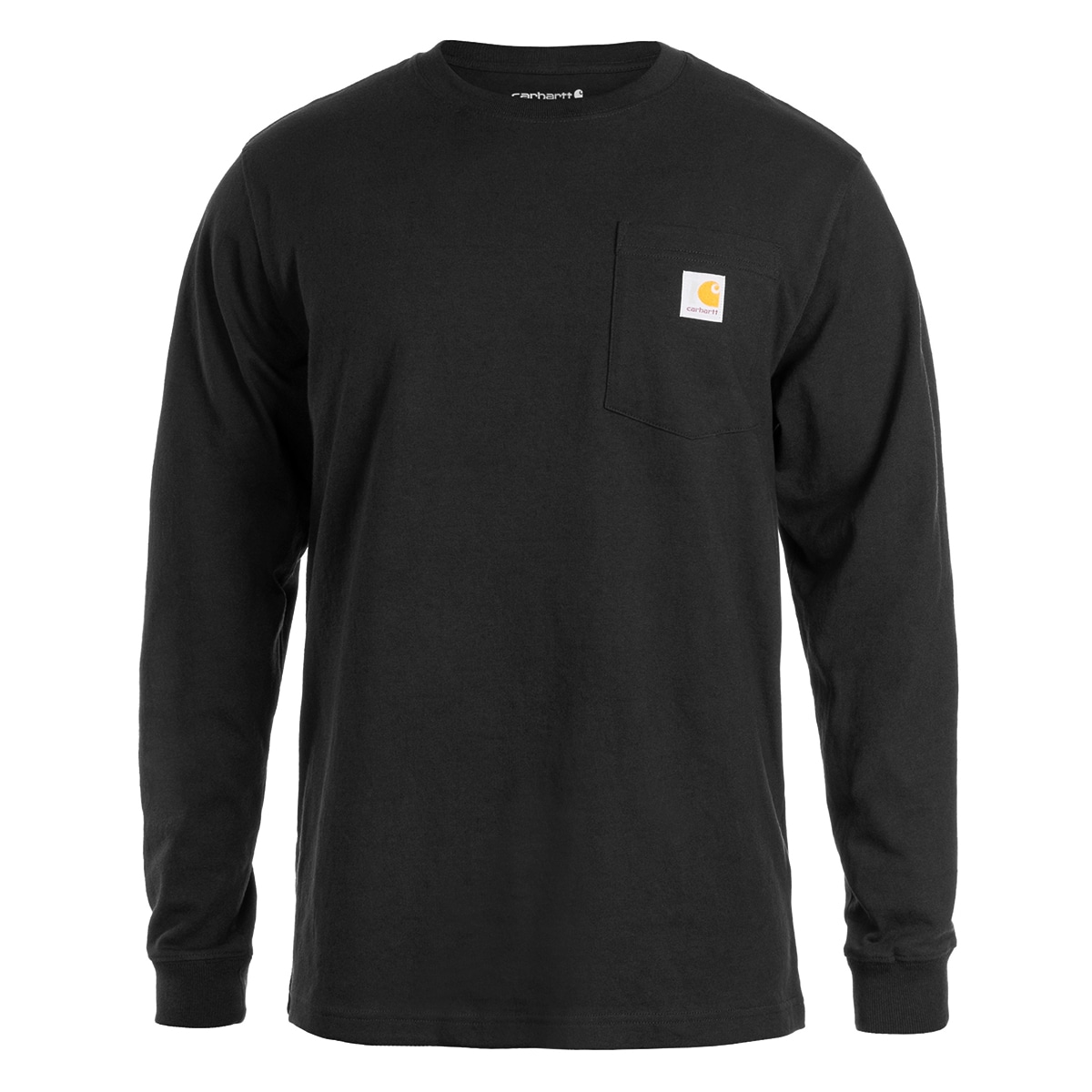 Футболка Carhartt Heavyweight з довгим рукавом і кишенями - чорна