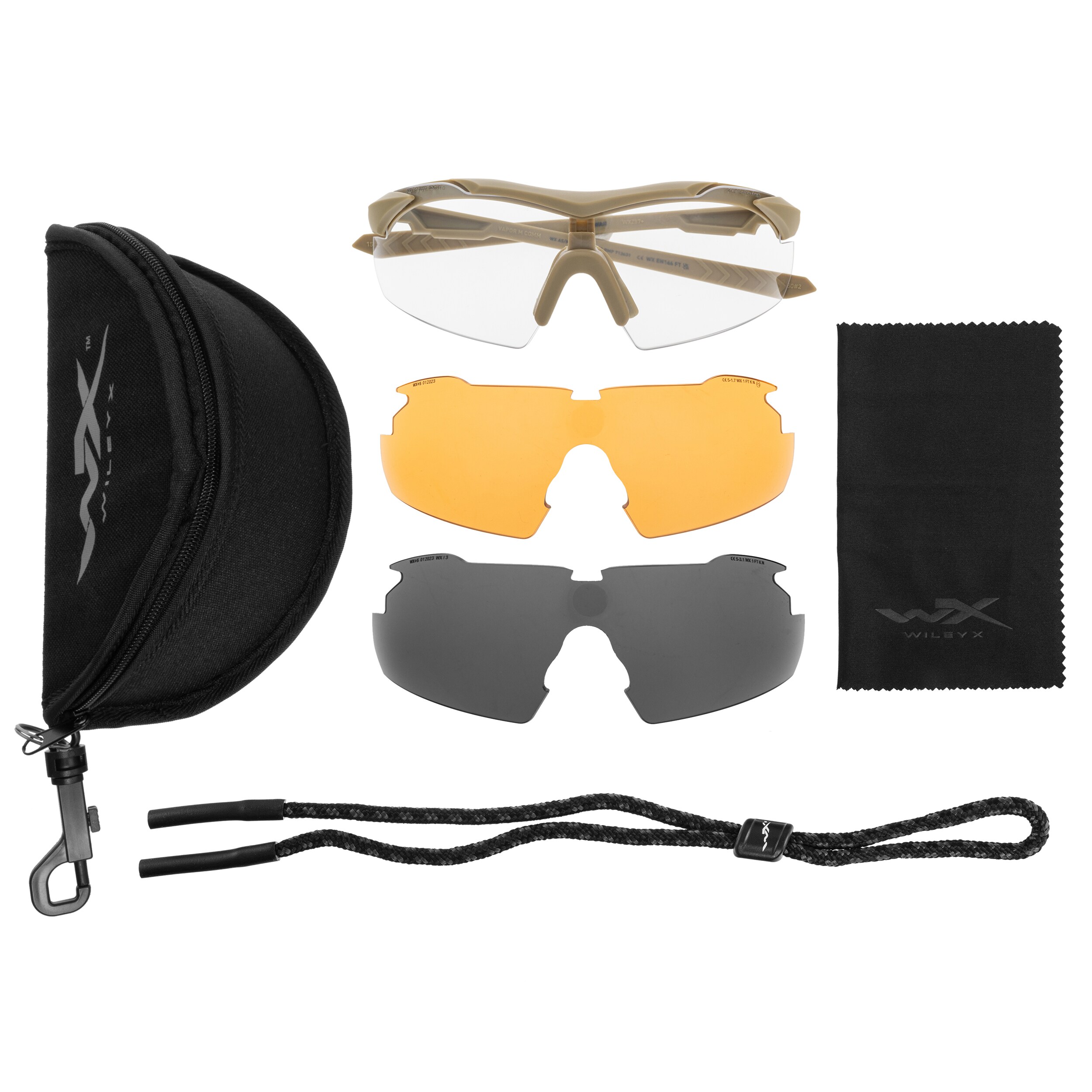 Тактичні окуляри Wiley X Vapor Comm 2.5 Set 3in1 - Matte Tan
