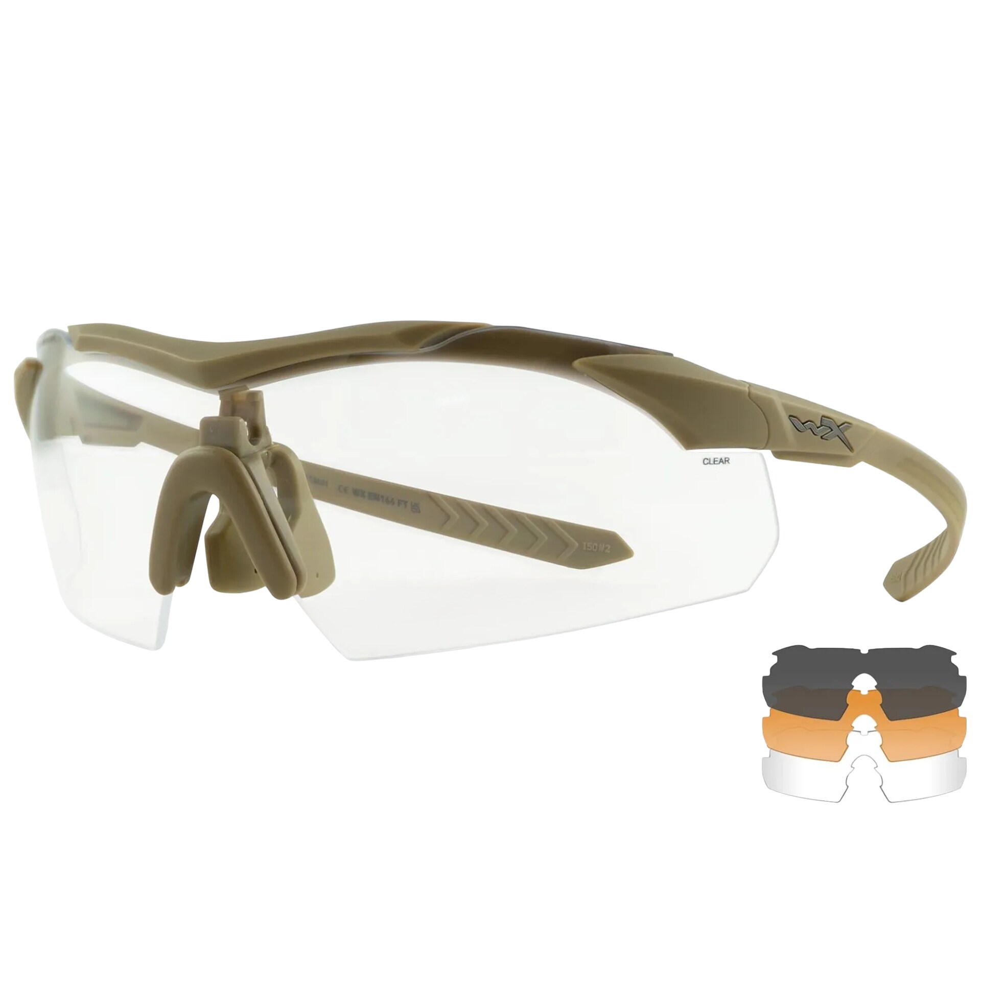 Тактичні окуляри Wiley X Vapor Comm 2.5 Set 3in1 - Matte Tan