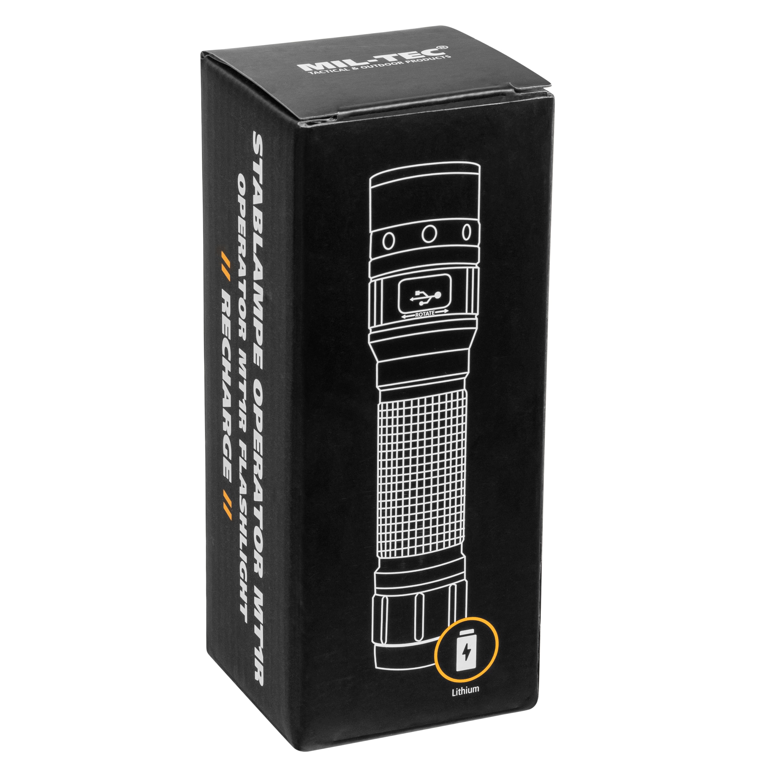 Ліхтарик Mil-Tec Operator MT1R Recharge 500 люменів - Black