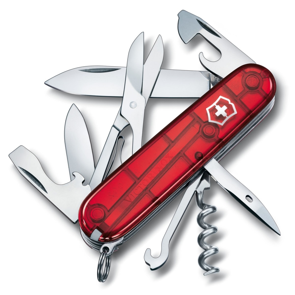 Багатофункціональний ніж Victorinox Climber Transparent Red