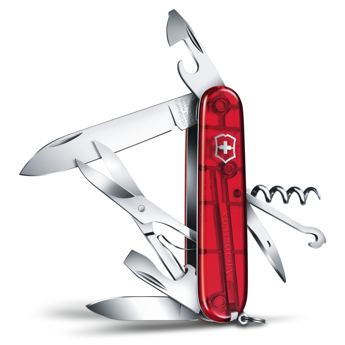 Багатофункціональний ніж Victorinox Climber Transparent Red