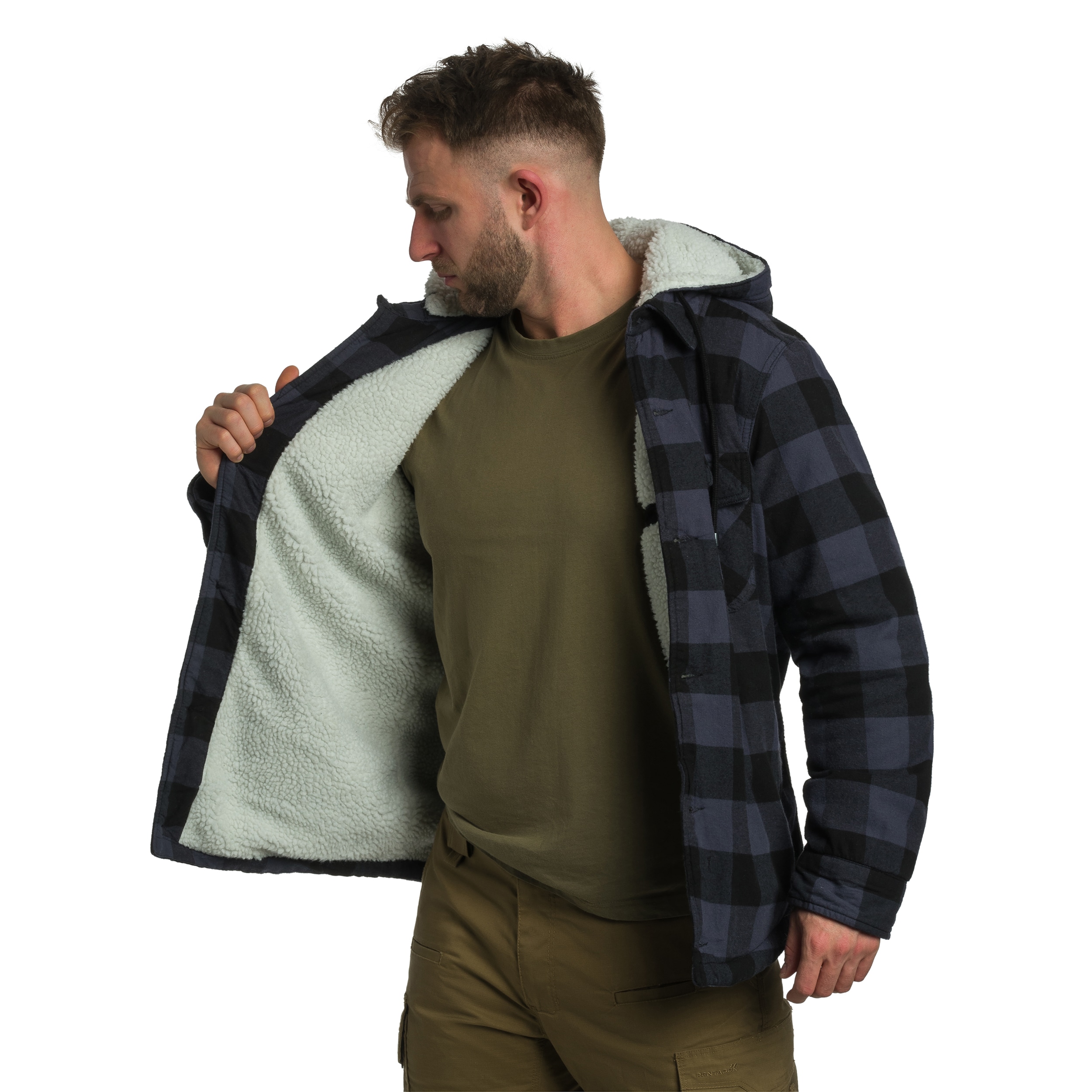 Куртка Brandit Lumberjacket Hooded - Black/Grey