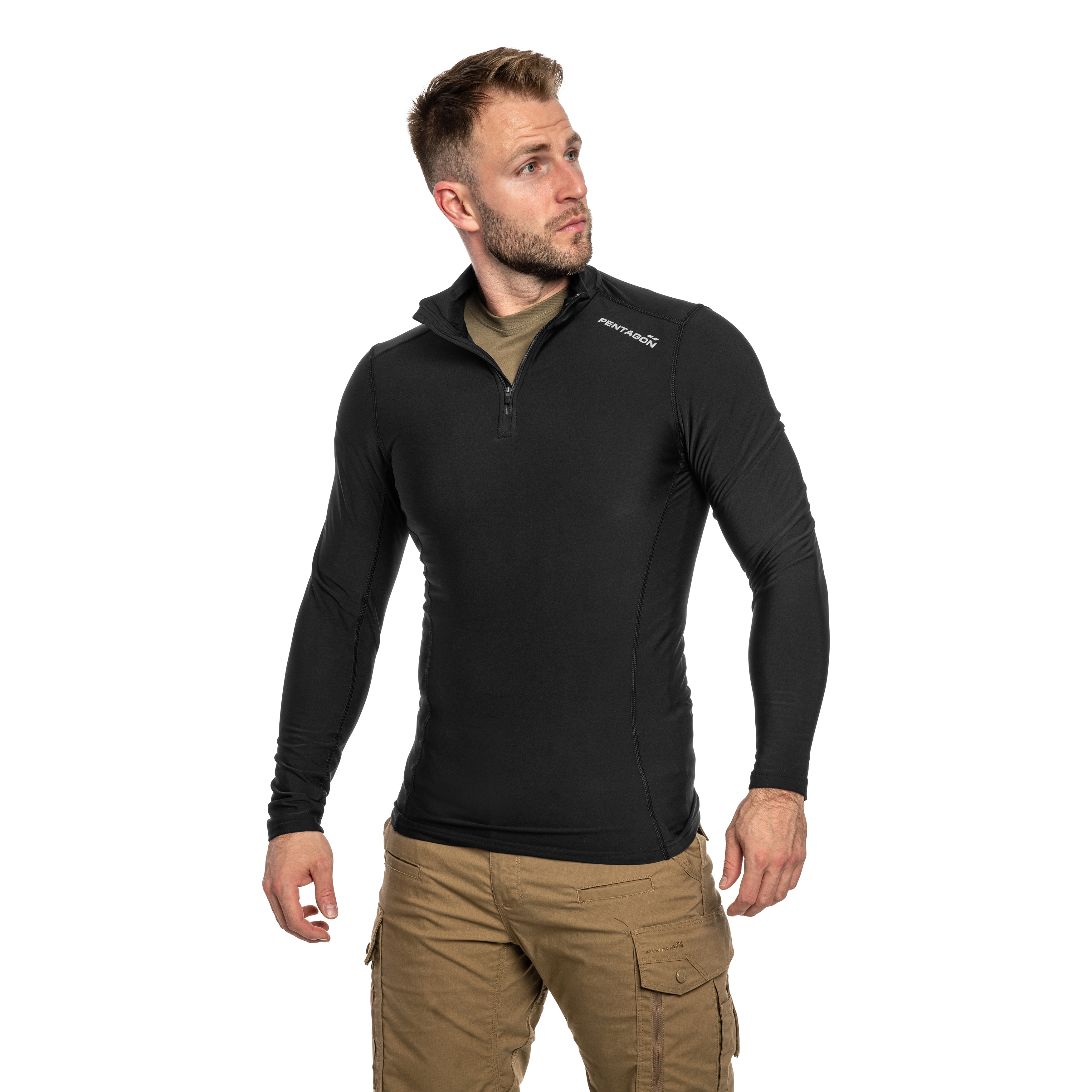 Термоактивна футболка Pentagon Pindos 1/2 ZIP - Black